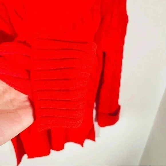 NEW J. Crew Cotton Cable-Knit Side-Slit Crewneck Sweater Scarlet Warm Cozy - Picture 3 of 6